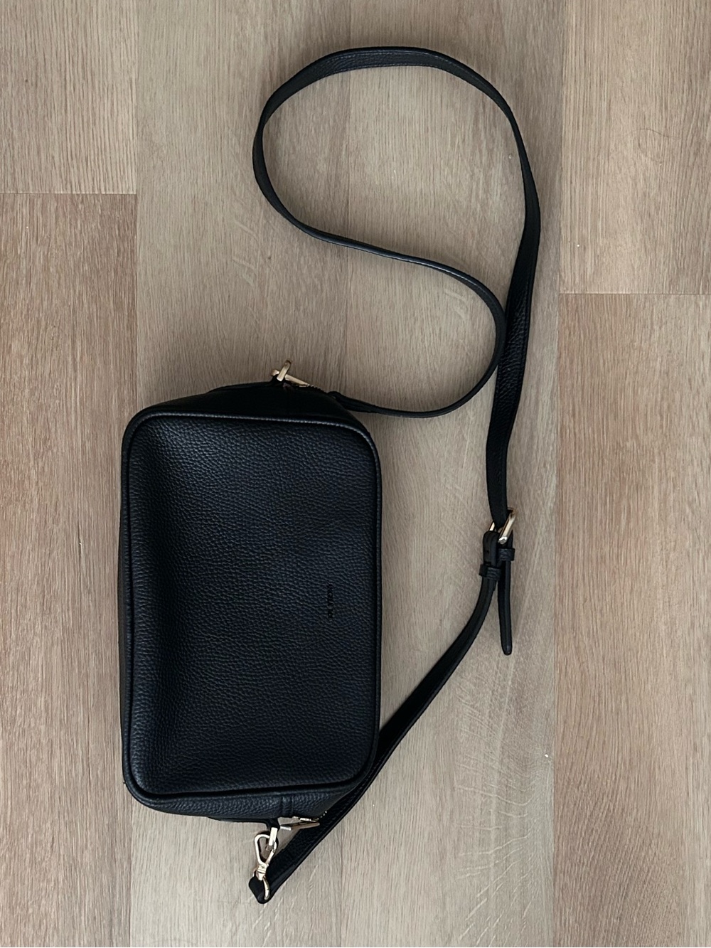 Angela Roi Grace Crossbody Camera Bag Black Vegan Leather Gold Hardware